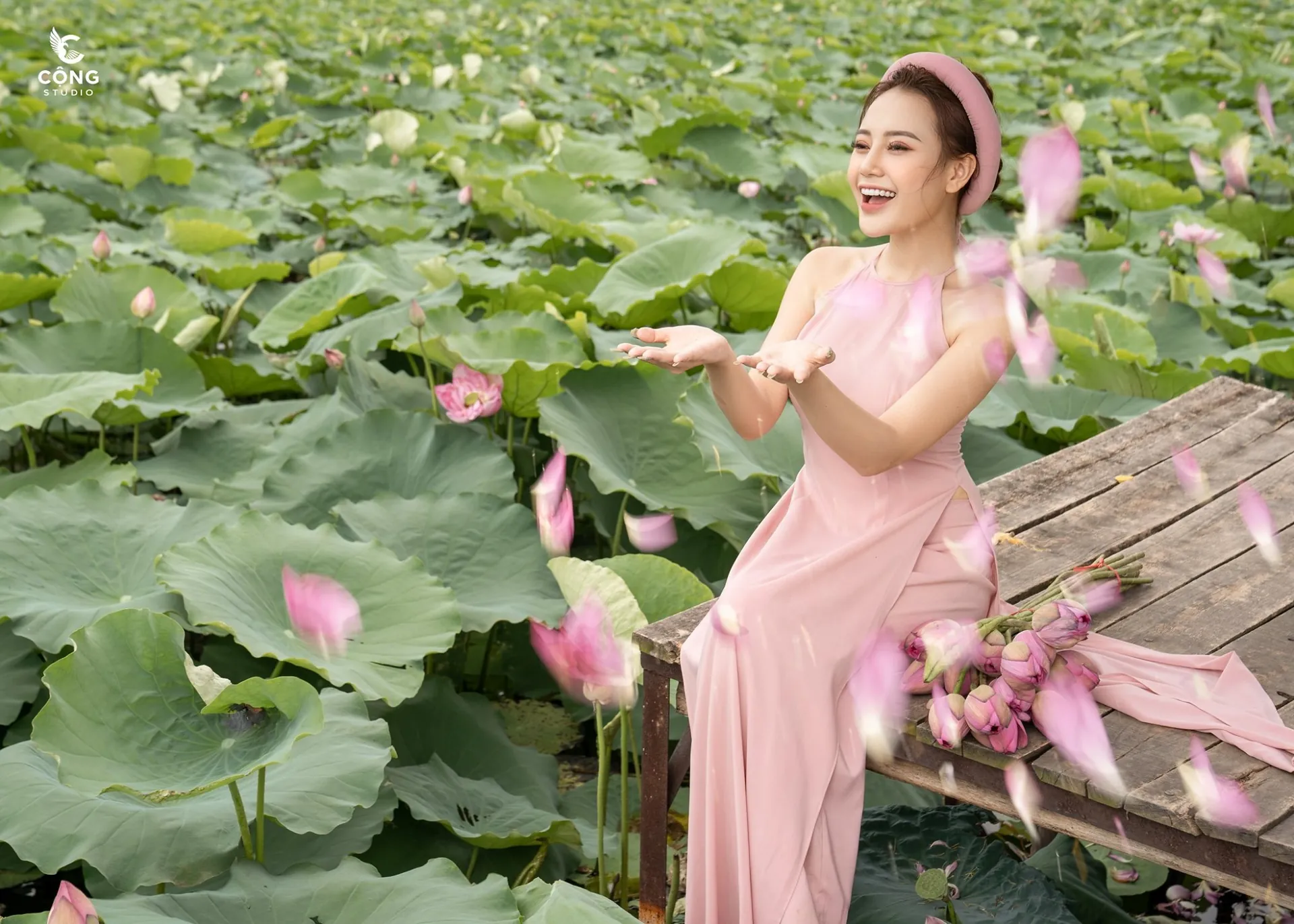 Người dân đổ xô tới chụp ảnh đông như trẩy hội ngay giữa vườn sen Hồ Tây